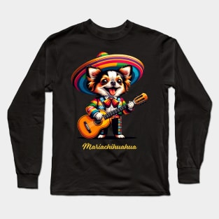 Mariachihuahua Funny Mariachi Chihuahua Traditional Guitar player Sombrero Long Sleeve T-Shirt